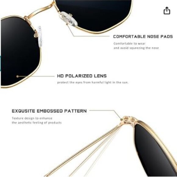 Trendy Square Hexagonal Flat Mirrored Sun Glasses UV Protection